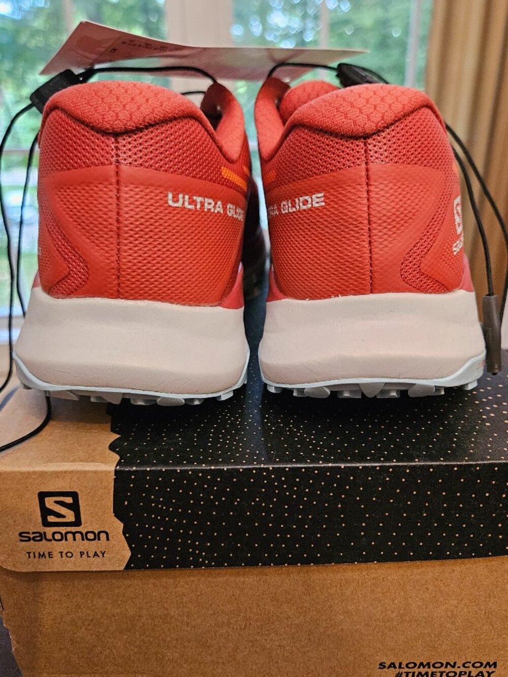 NWB Salomon Women's Ultra Glide trail running shoes Mecca Orange /Red (Sz 10.5) - Picture 3 of 11